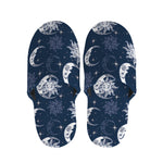 White And Blue Celestial Pattern Print Slippers