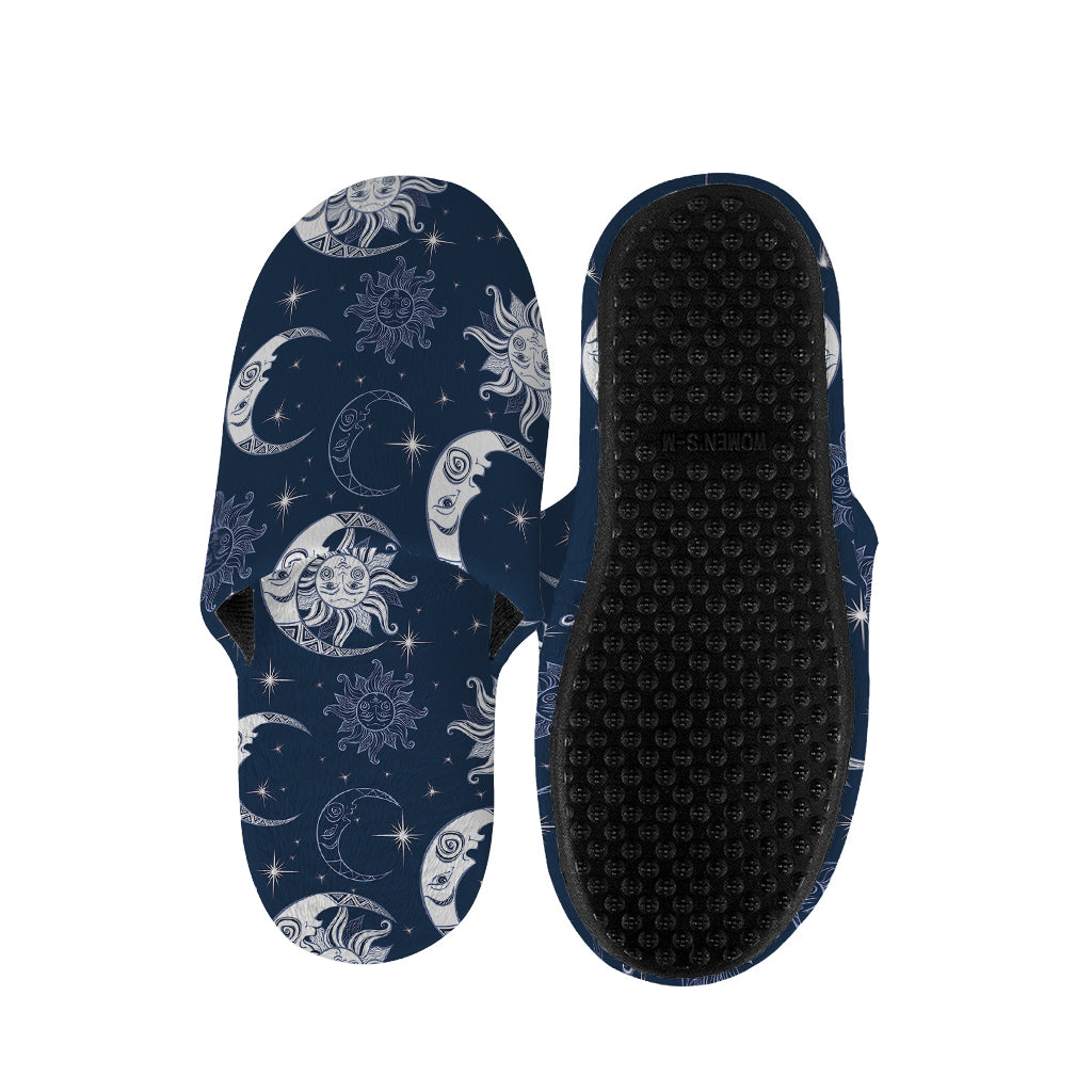 White And Blue Celestial Pattern Print Slippers