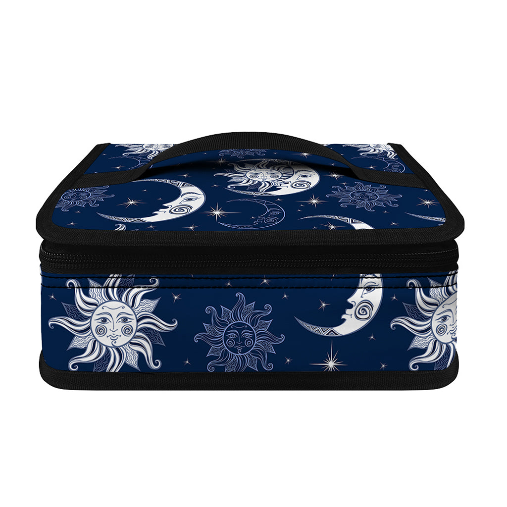 White And Blue Celestial Pattern Print Small Lunch Bag