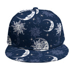 White And Blue Celestial Pattern Print Snapback Cap