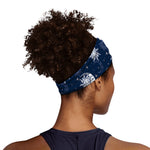 White And Blue Celestial Pattern Print Sports Headband