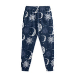White And Blue Celestial Pattern Print Sweatpants