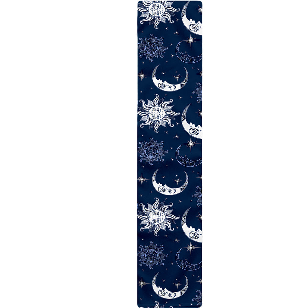 White And Blue Celestial Pattern Print Table Runner