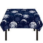 White And Blue Celestial Pattern Print Tablecloth