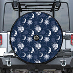 White And Blue Celestial Pattern Print Tire Cover With Camera Hole