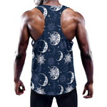 White And Blue Celestial Pattern Print Training Tank Top