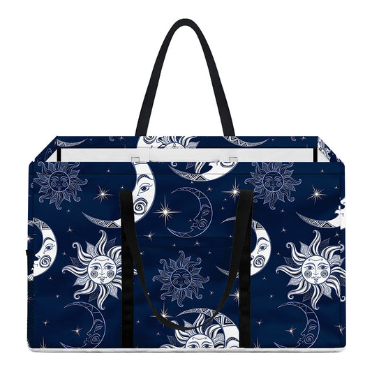 White And Blue Celestial Pattern Print Utility Tote Bag