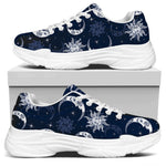 White And Blue Celestial Pattern Print White Chunky Shoes