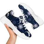 White And Blue Celestial Pattern Print White Chunky Shoes