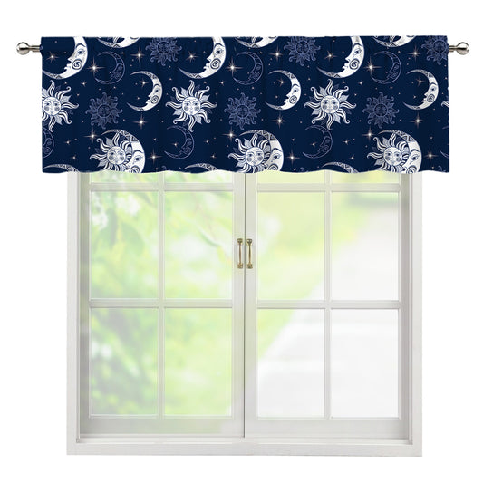 White And Blue Celestial Pattern Print Window Valance
