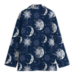 White And Blue Celestial Pattern Print Women's Blazer