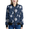 White And Blue Celestial Pattern Print Women's Bomber Jacket