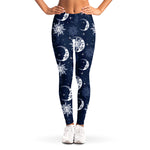 White And Blue Celestial Pattern Print Women's Leggings