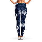 White And Blue Celestial Pattern Print Women's Leggings
