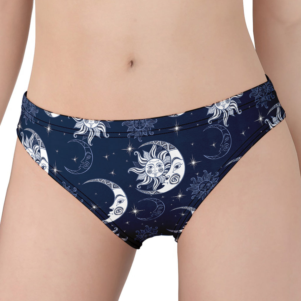 White And Blue Celestial Pattern Print Women's Panties