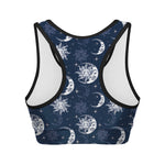 White And Blue Celestial Pattern Print Women's Sports Bra