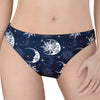 White And Blue Celestial Pattern Print Women's Thong