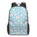 White And Blue Cow Print 17 Inch Backpack