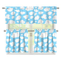 White And Blue Cow Print 3 Piece Kitchen Curtains