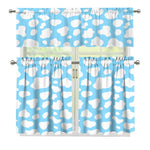White And Blue Cow Print 3 Piece Kitchen Curtains
