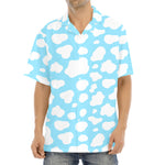 White And Blue Cow Print Aloha Shirt