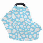 White And Blue Cow Print Baby Seat Cover