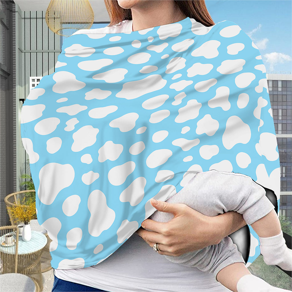 White And Blue Cow Print Baby Seat Cover