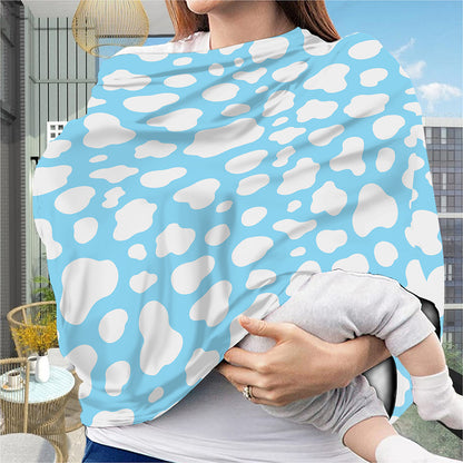 White And Blue Cow Print Baby Seat Cover