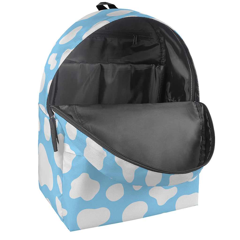 White And Blue Cow Print Backpack