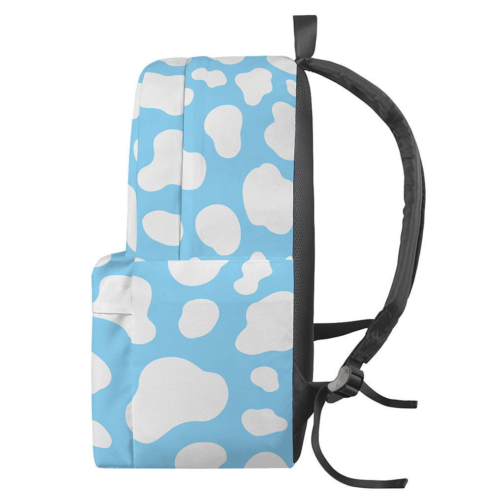 White And Blue Cow Print Backpack