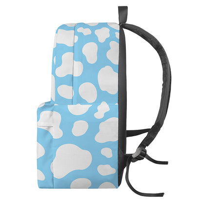 White And Blue Cow Print Backpack