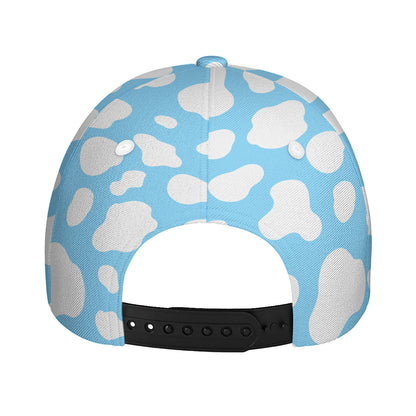 White And Blue Cow Print Baseball Cap