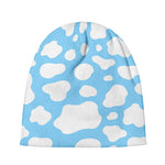 White And Blue Cow Print Beanie