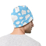 White And Blue Cow Print Beanie