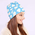 White And Blue Cow Print Beanie