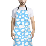White And Blue Cow Print Bib Apron With Pocket
