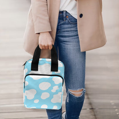 White And Blue Cow Print Bible Tote Bag