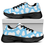 White And Blue Cow Print Black Chunky Shoes