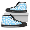 White And Blue Cow Print Black High Top Sneakers
