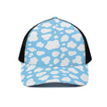 White And Blue Cow Print Black Mesh Trucker Hat