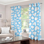 White And Blue Cow Print Blackout Grommet Curtains