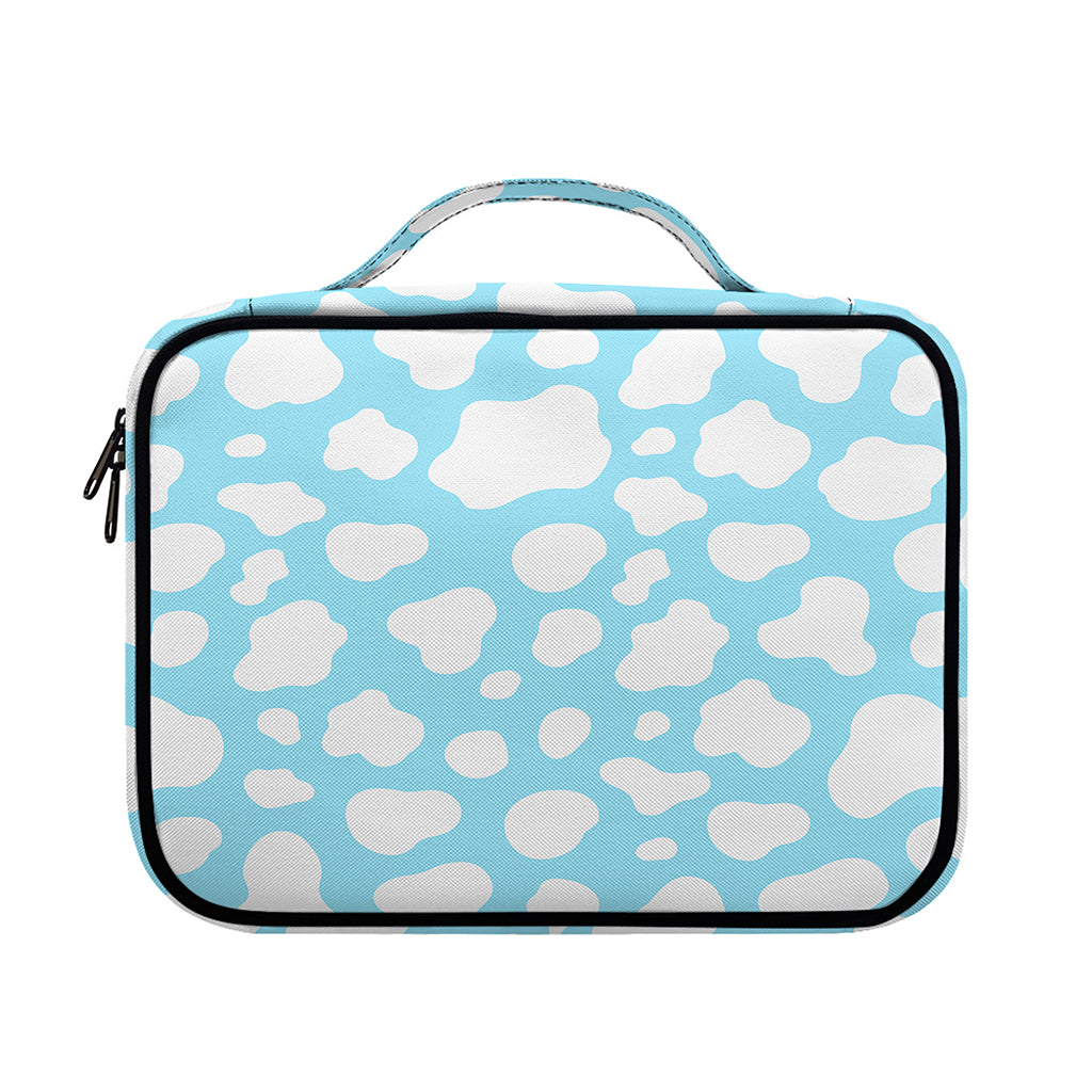 White And Blue Cow Print Briefcase Bible Bag