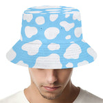 White And Blue Cow Print Bucket Hat