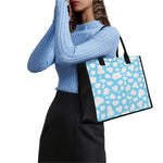 White And Blue Cow Print Canvas Tote Bag