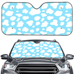 White And Blue Cow Print Car Windshield Sun Shade