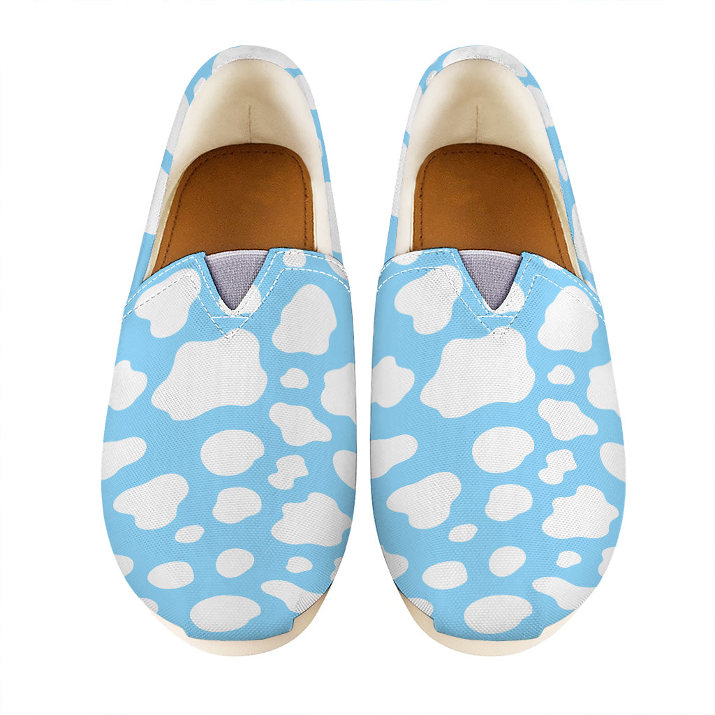 White And Blue Cow Print Casual Shoes