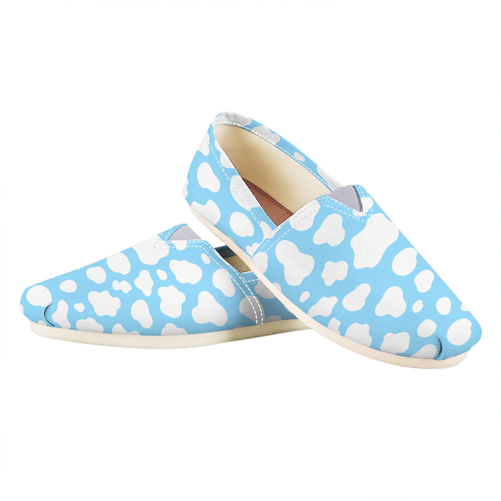 White And Blue Cow Print Casual Shoes