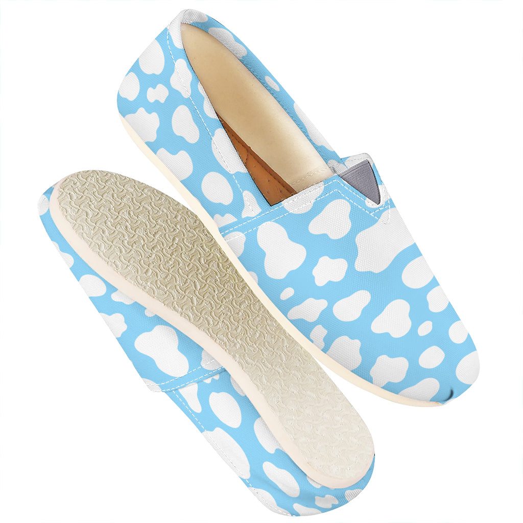 White And Blue Cow Print Casual Shoes