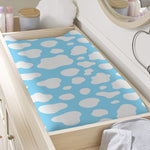 White And Blue Cow Print Changing Pad Cover