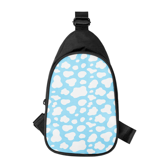 White And Blue Cow Print Chest Bag